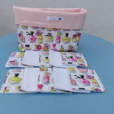 ensemble panière et lingettes démaquillantes assorties