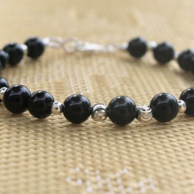 Bracelet obsidienne œil céleste sur argent