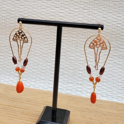 Boucles d'oreilles orange et or