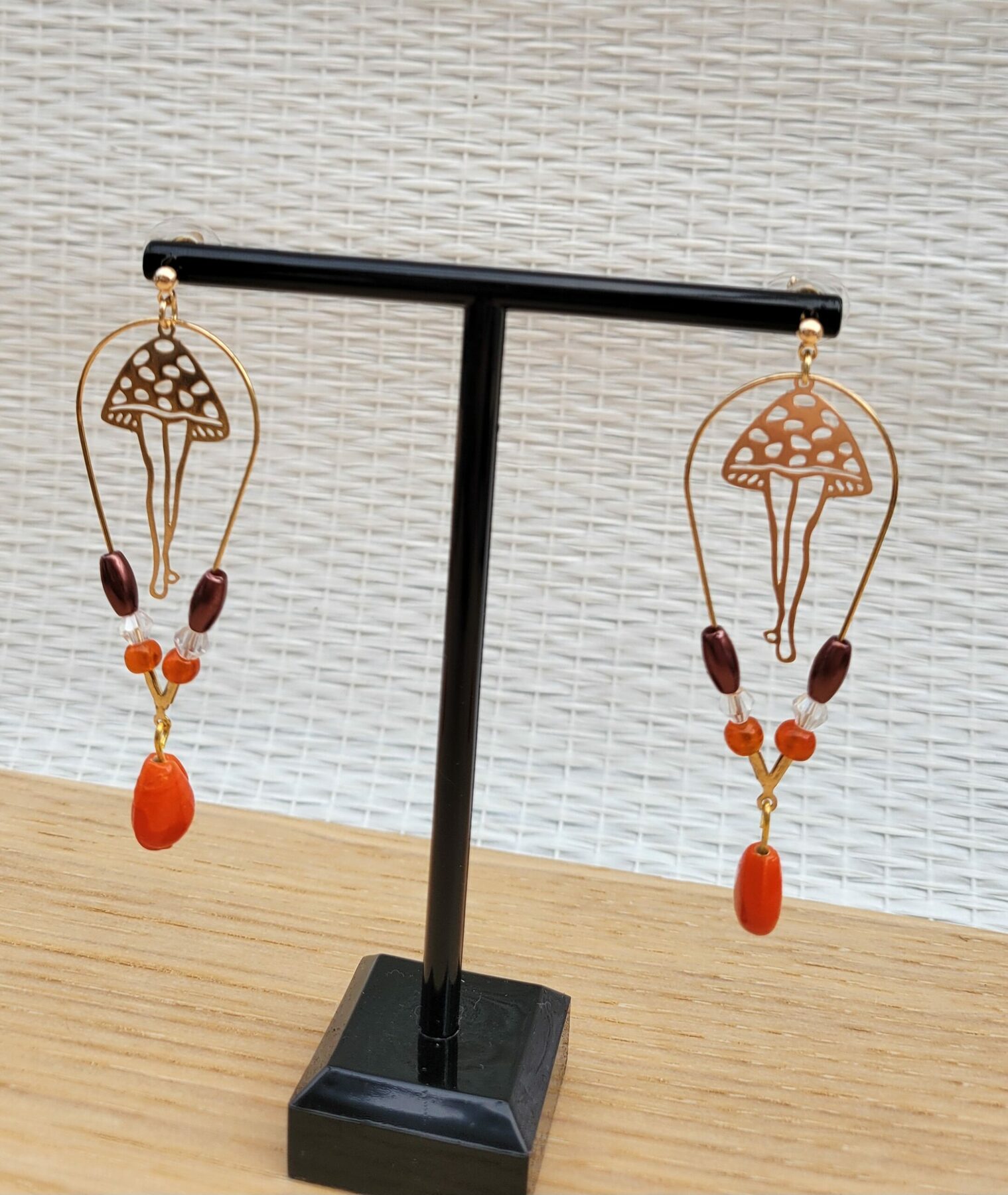 Boucles d'oreilles orange et or