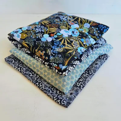 Bouillotte sèche déhoussable, Chaud & Froid (Motifs bleus)