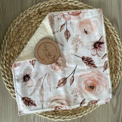 SERVIETTE DE TABLE - Fleurs roses