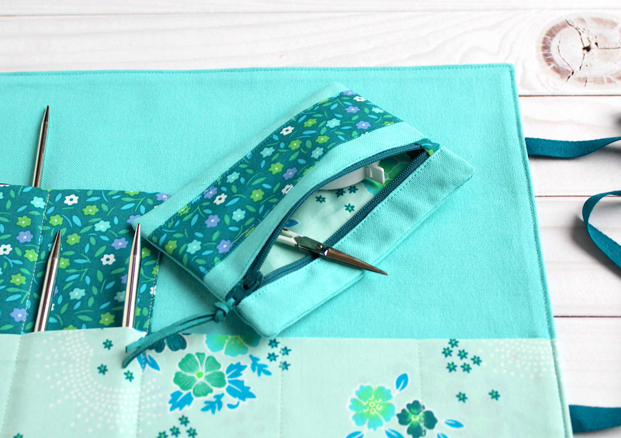 etui tricot aiguilles circulaires avec pochette accessoires