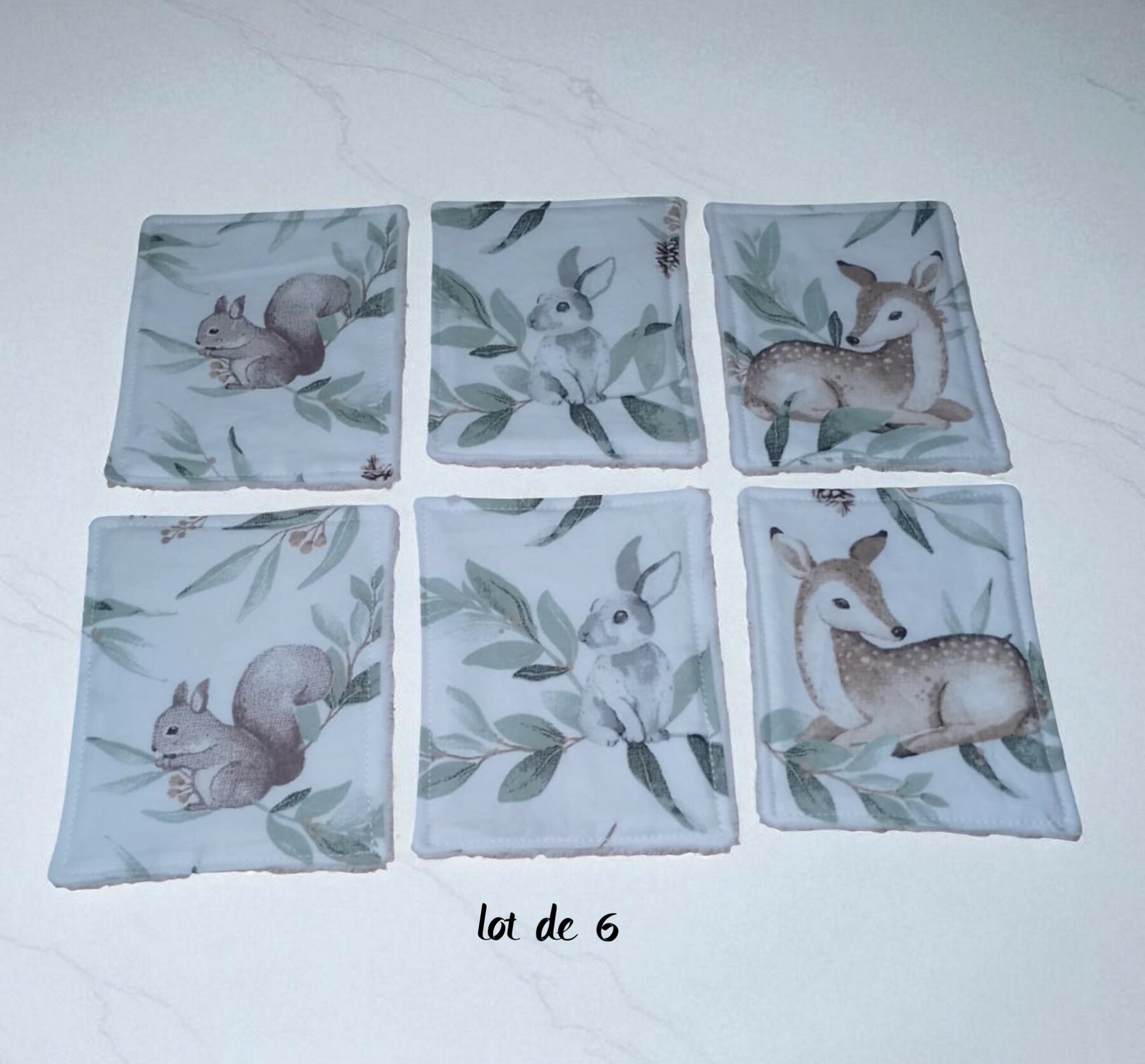 6 Débarbouillettes, grandes lingettes, enfant et bébé coton doublé bambou toute douce – Image 5