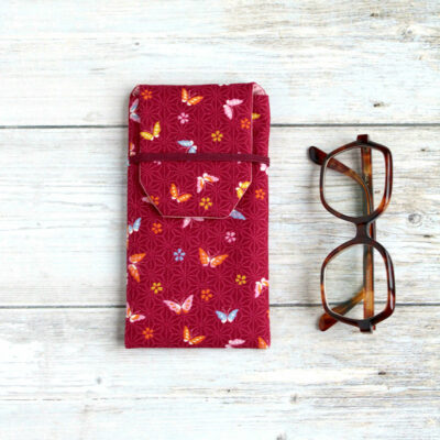 pochette lunettes tissu japonais papillons