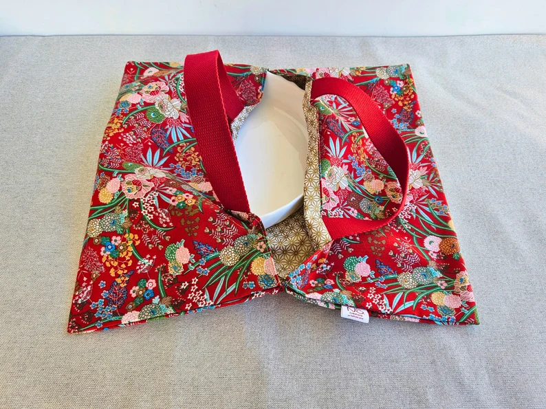 Sac à Tarte – Harmonie Rouge – Porte plat réversible – Image 3