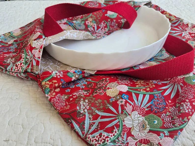 Sac à Tarte – Harmonie Rouge – Porte plat réversible – Image 4