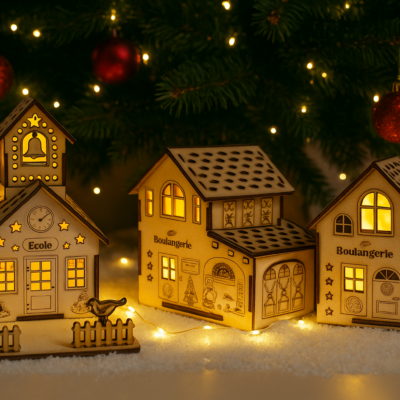 Grande Maison en bois style «Boutiques » village de noël avec LED