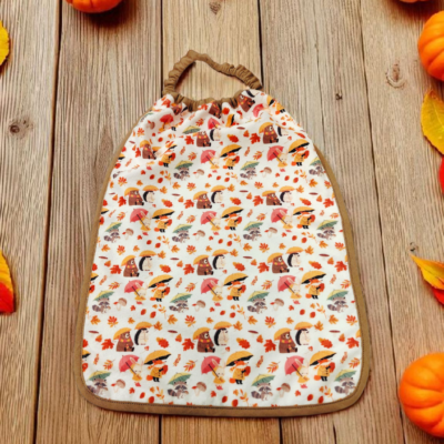 Grand bavoir / serviette de table enfant – Fait main – Éponge de bambou certifiée Oeko-Tex – Collection Automne