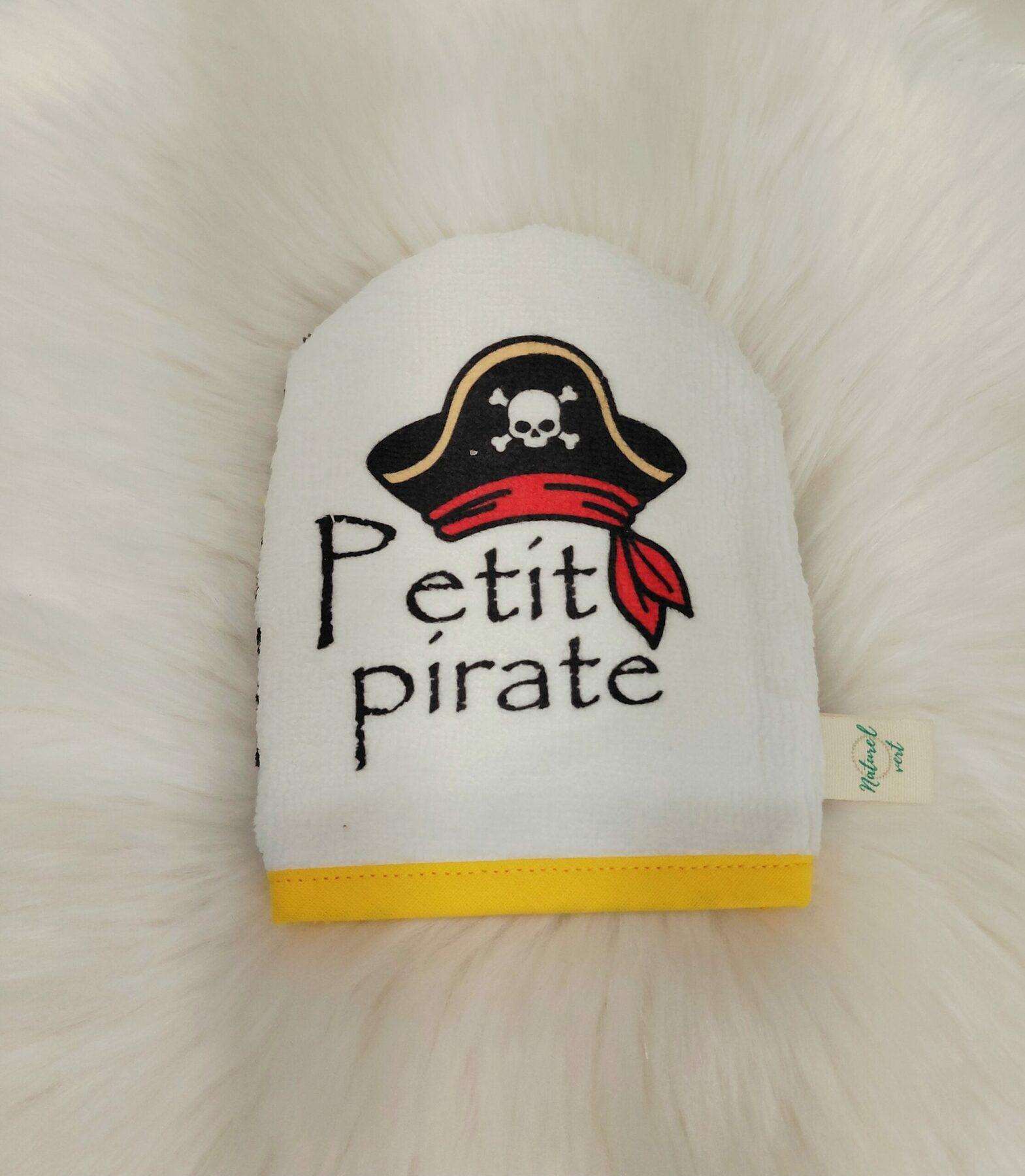 Mini-gants enfant en éponge de bambou – Fait main, motif pirate 🏴☠️ – Image 4