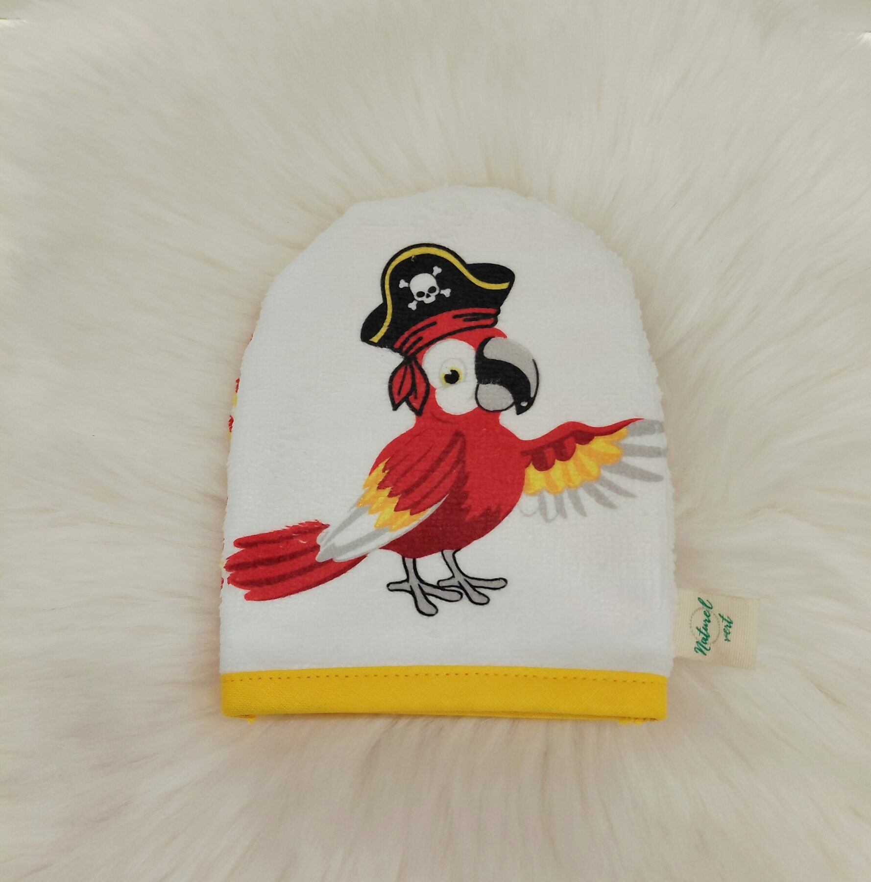 Mini-gants enfant en éponge de bambou – Fait main, motif pirate 🏴☠️ – Image 5