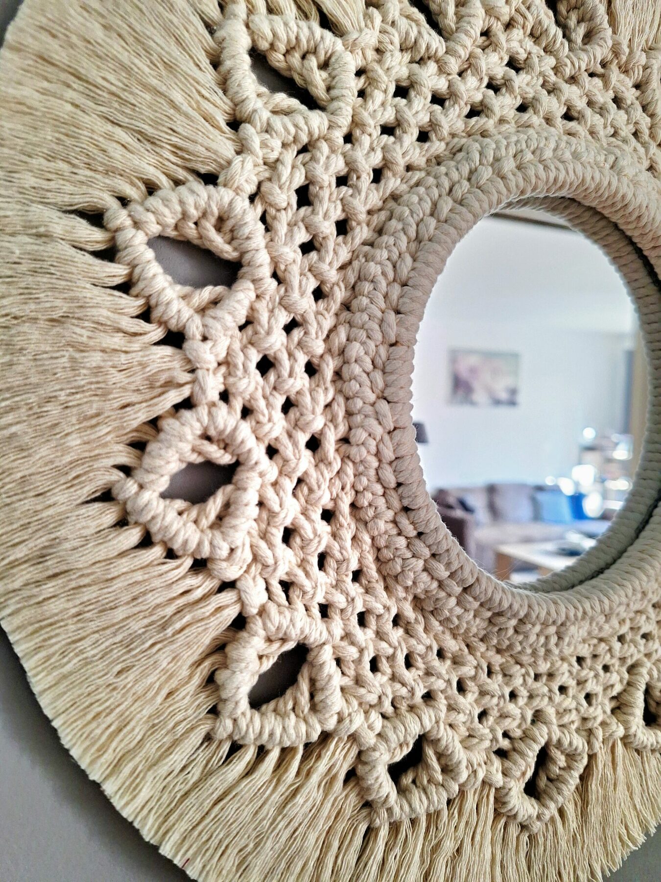 Miroir écru macramé – Image 2