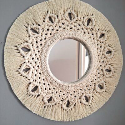 Miroir écru macramé