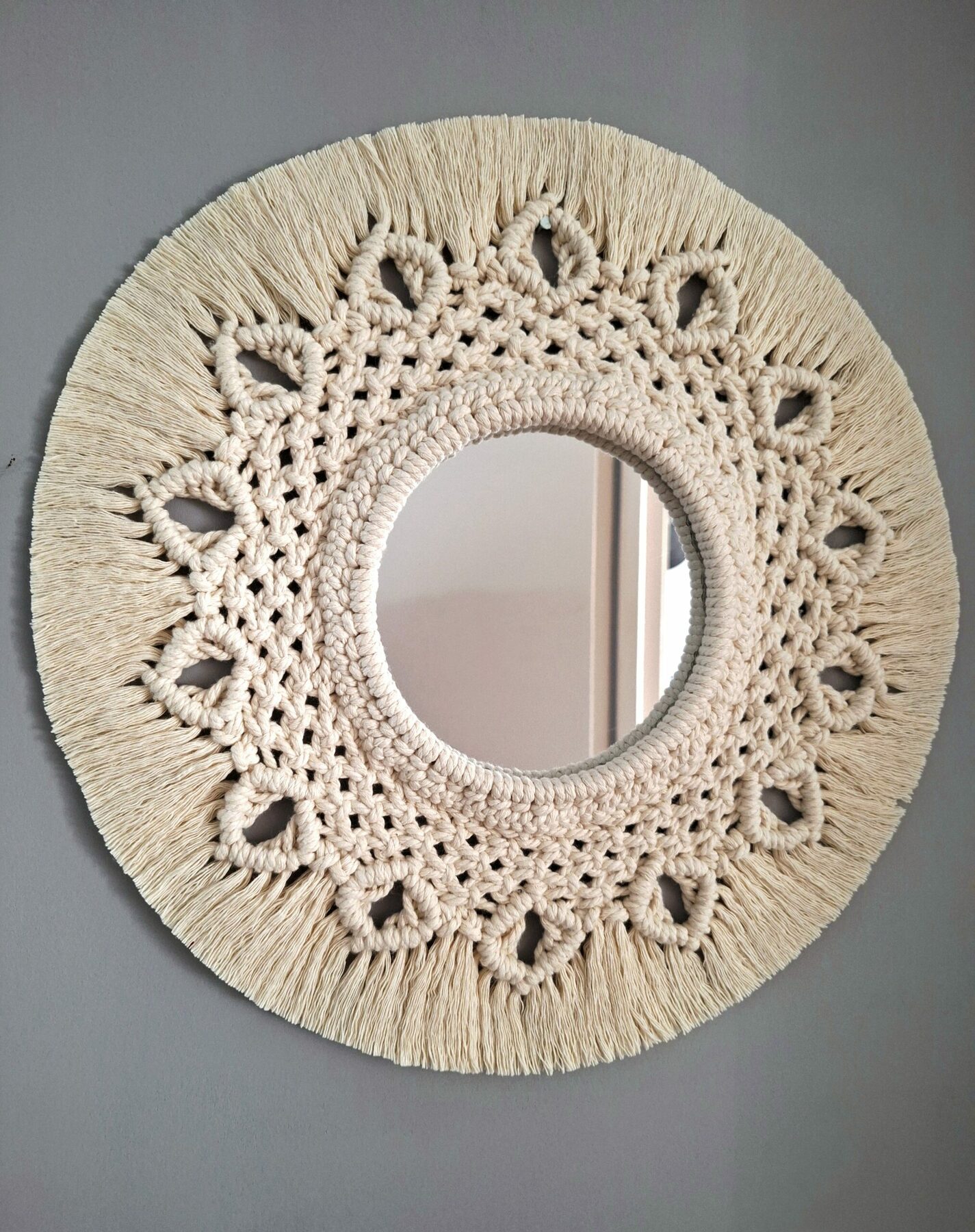 Miroir écru macramé