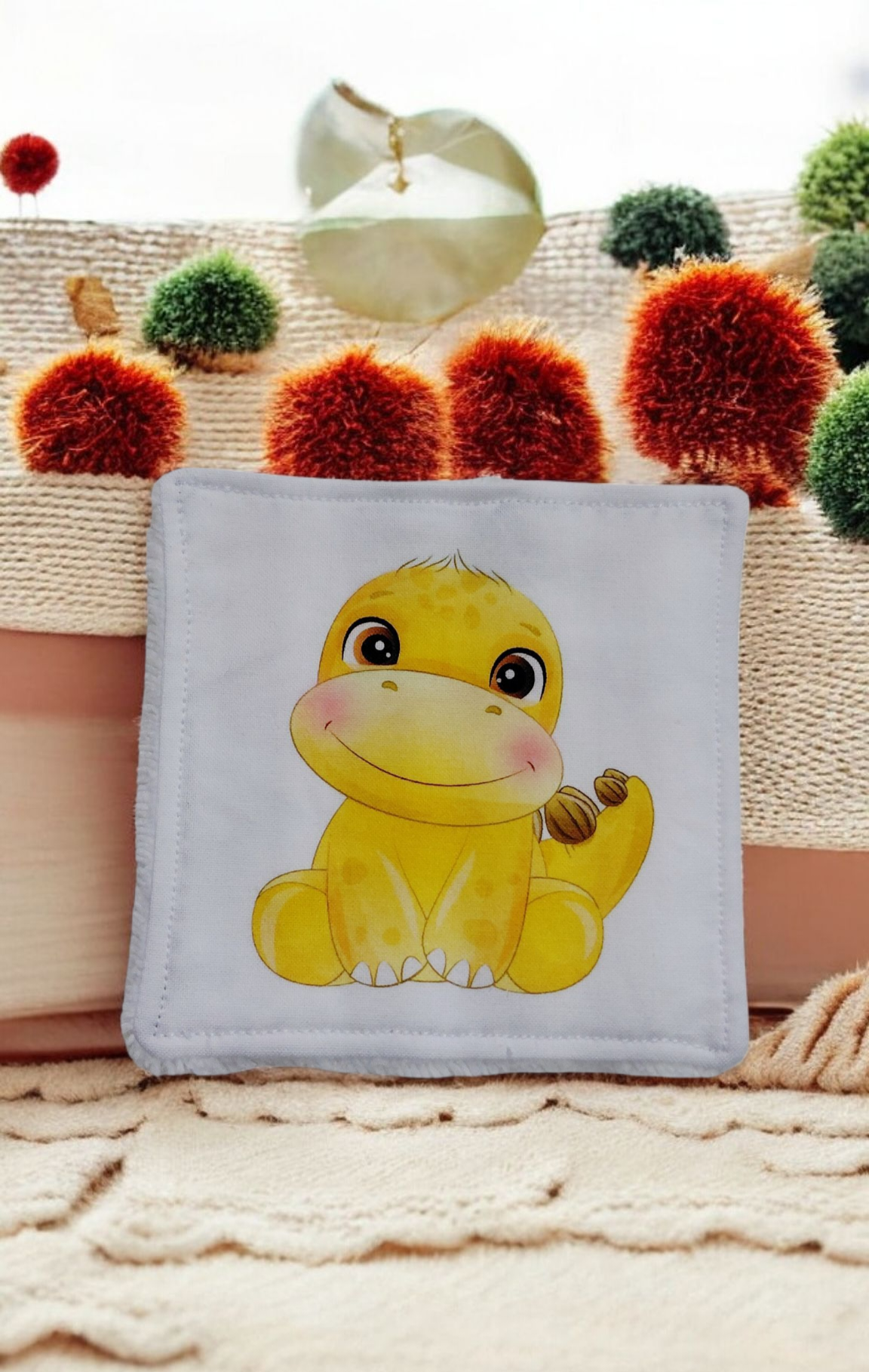 Lot de 4 lingettes lavables motif Dinosaures – fait main – Image 2