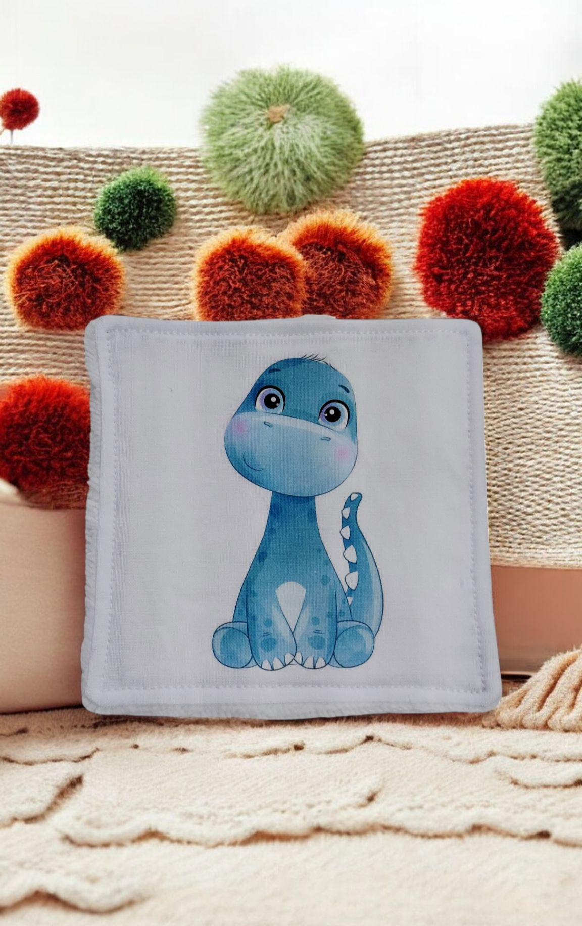 Lot de 4 lingettes lavables motif Dinosaures – fait main – Image 5