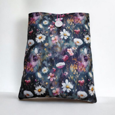 Pochette protège-livre, tablette ou liseuse – motif marguerites