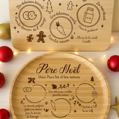 Plateau du père Noël en bois