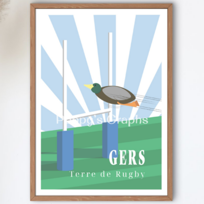 Affiche du Gers avec cadre bois