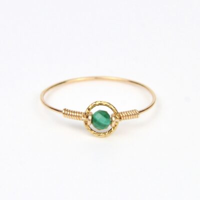 bague fine or liminé et malachite