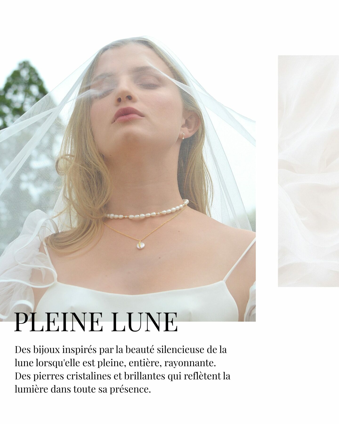 Collier fin minimaliste en or laminé 14k, pendentif en pierre de lune, zircon et perle d'eau douce – Image 3