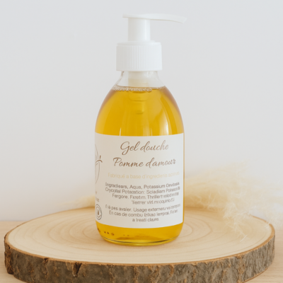 Gel douche à l'huile d'olive avec isolat naturel de Pomme d'amour - Odeur sucrée, acidulée à croquer - OK Maman et bébé !