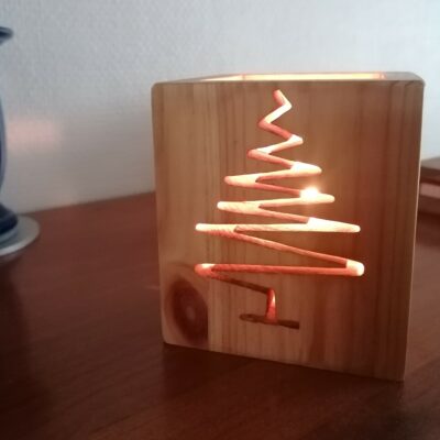 Photophore "Sapin de Noël", décoration de Noël lumineuse en pin massif