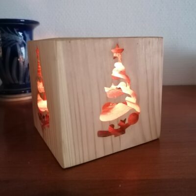 Photophore "Sapin de Noël", décoration de Noël lumineuse en pin massif
