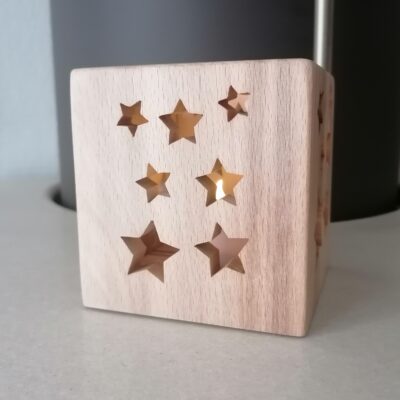 Photophore en hêtre "dans les étoiles"