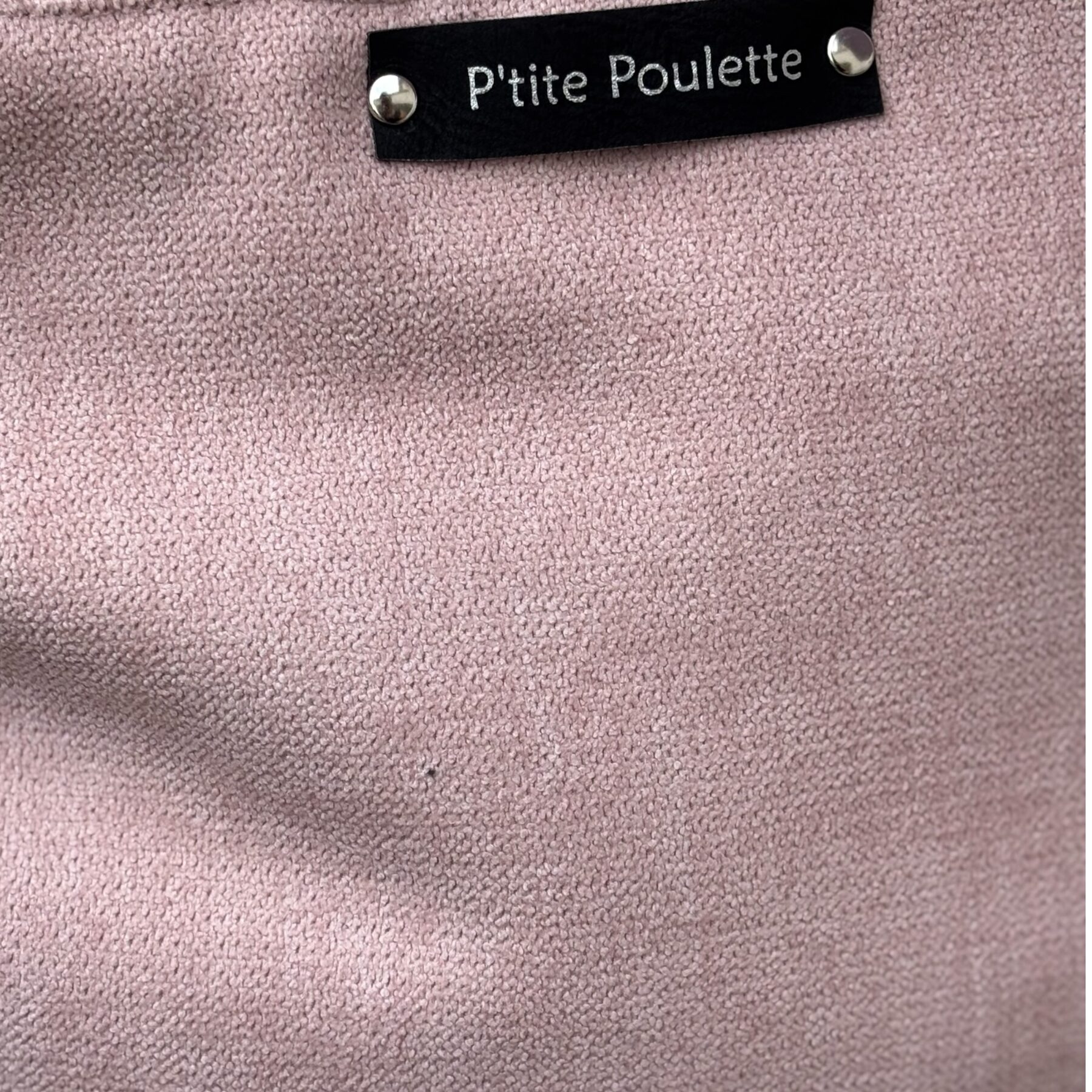 đž Sac Cabas "Pâtite Poulette" â Velours Rose PoudrĂ© et Anse en Cuir - CrĂ©ation artisanale française â Image 2