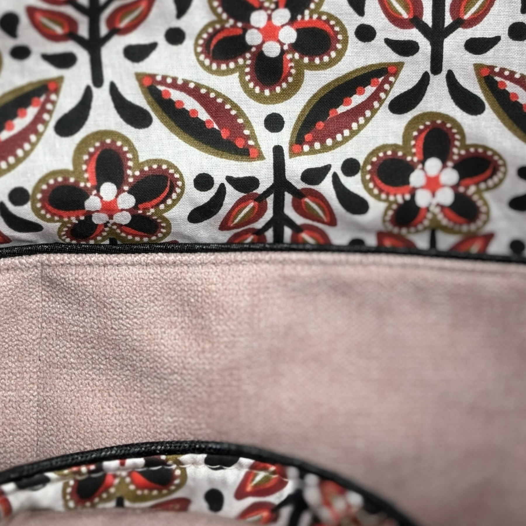 đž Sac Cabas "Pâtite Poulette" â Velours Rose PoudrĂ© et Anse en Cuir - CrĂ©ation artisanale française â Image 5