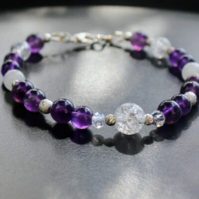 Bracelet Améthyste, Pierre de Lune et Cristal de Roche – Argent 925