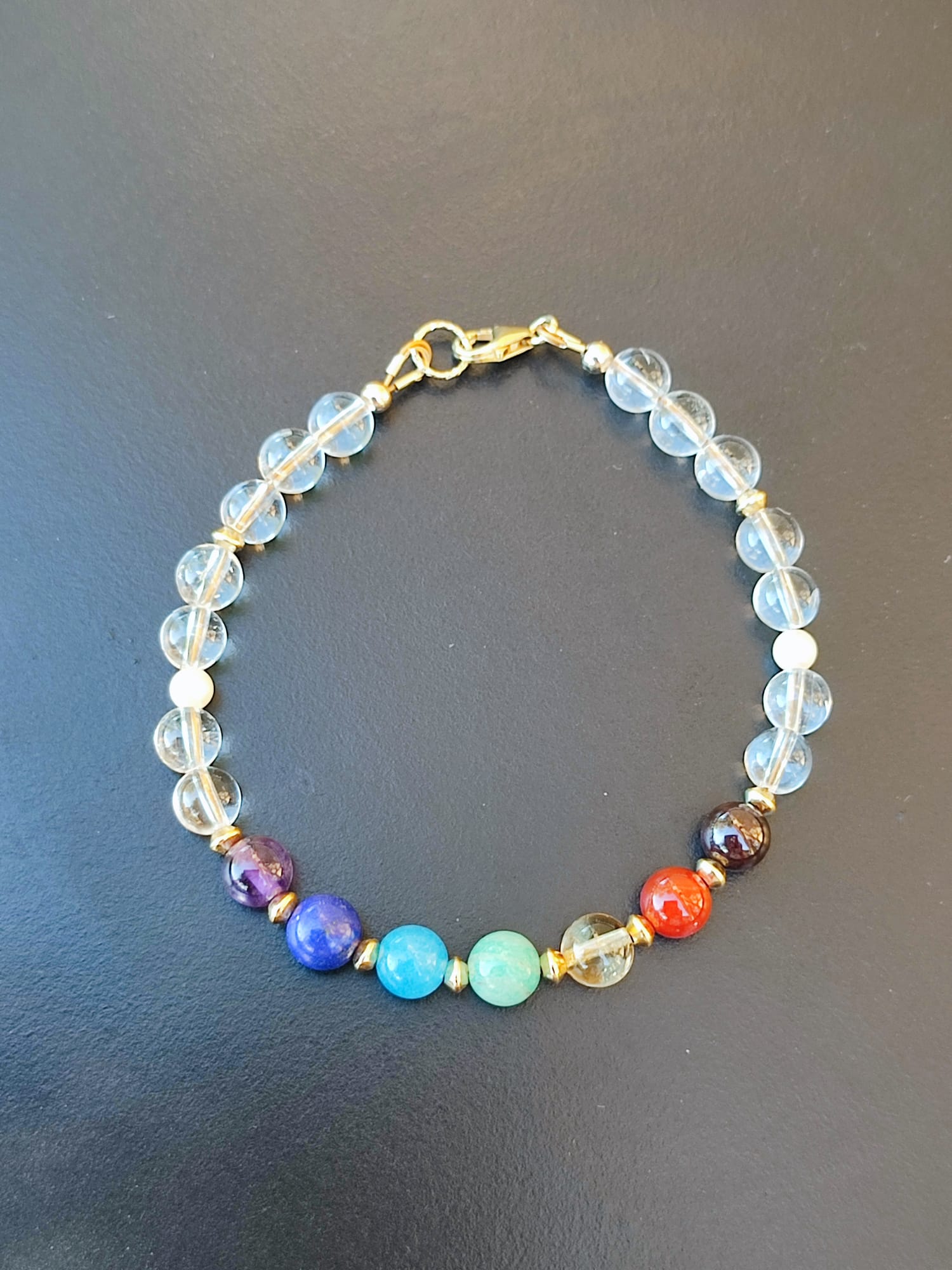 Bracelet 7 Chakras en pierre naturelle gold filled 14K – Image 4