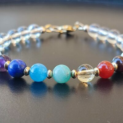 Bracelet 7 Chakras en pierre naturelle gold filled 14K