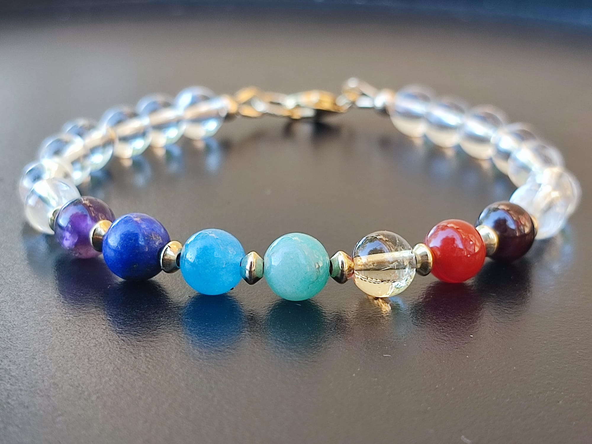 Bracelet 7 Chakras en pierre naturelle gold filled 14K
