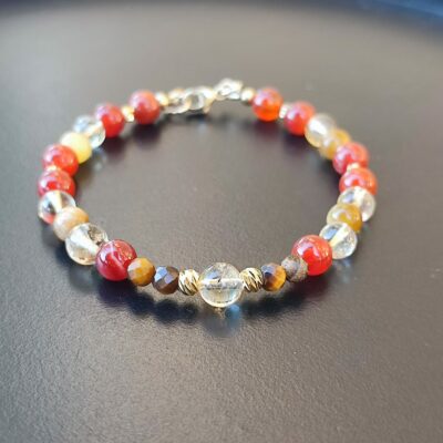 Bracelet Confiance Solaire Cornaline Citrine Œil de Tigre sur Or gold filled