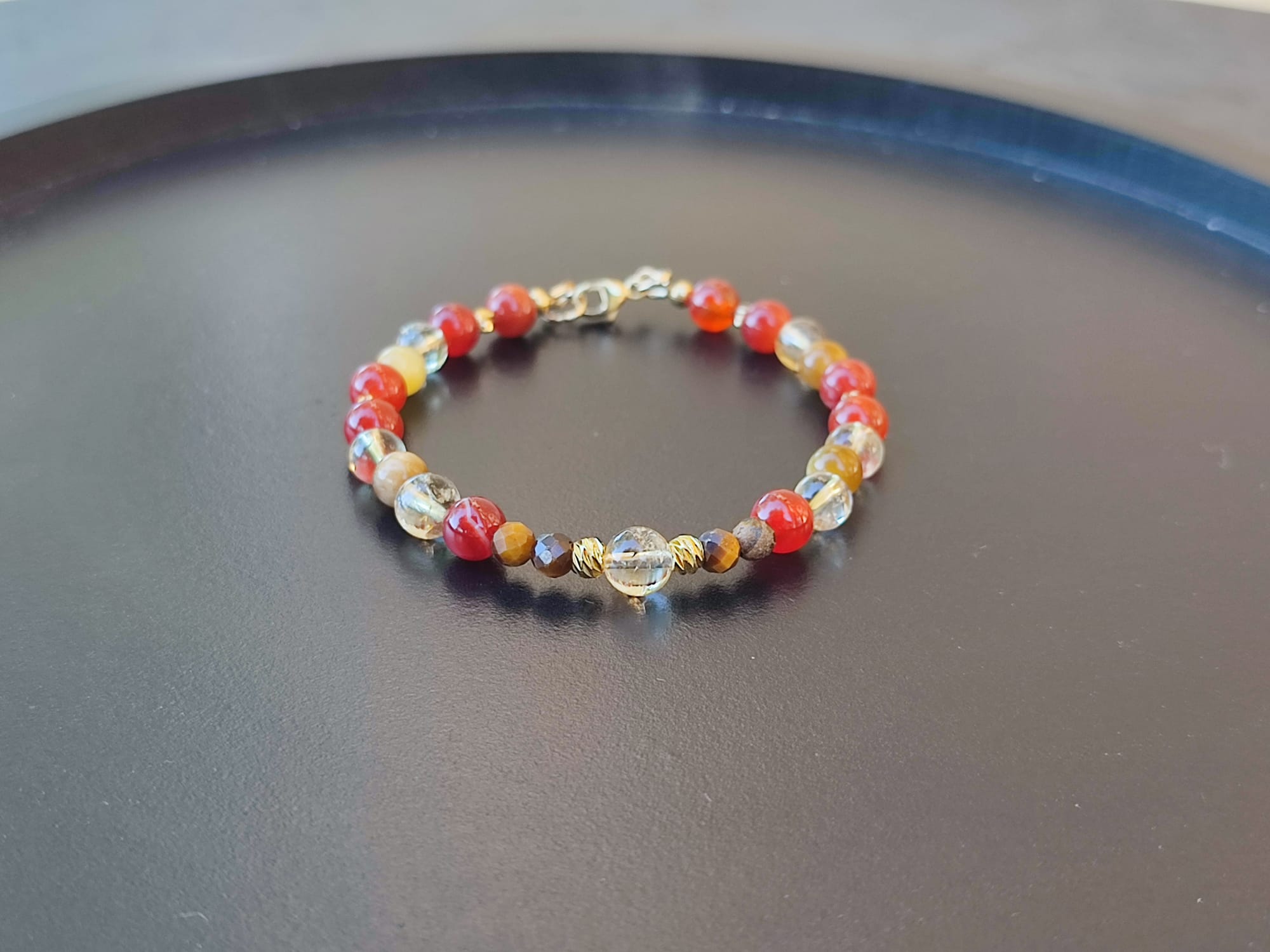 Bracelet Confiance Solaire Cornaline Citrine Œil de Tigre sur Or gold filled – Image 4