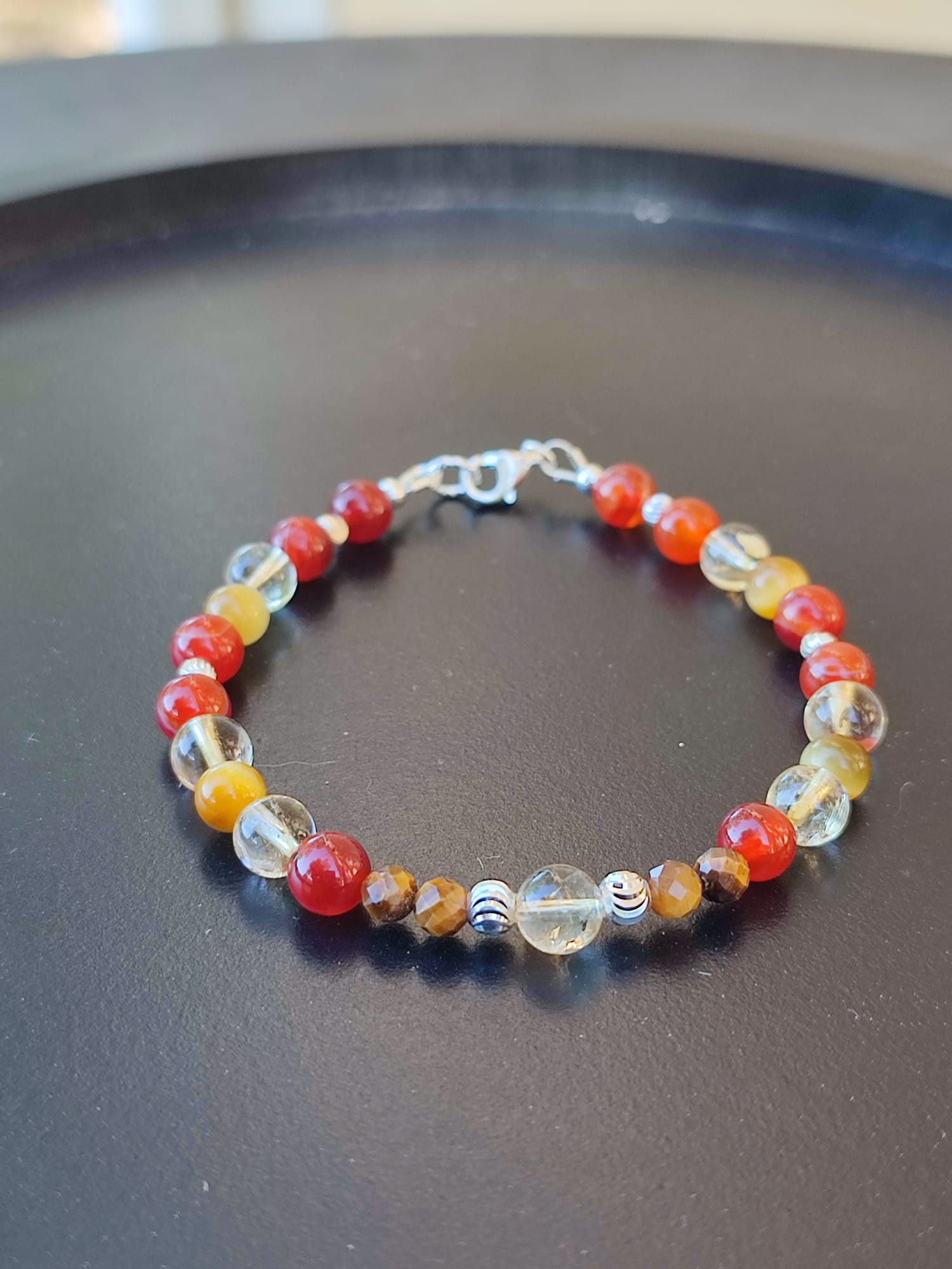 Bracelet Confiance Solaire Cornaline Citrine Œil de Tigre sur argent – Image 4