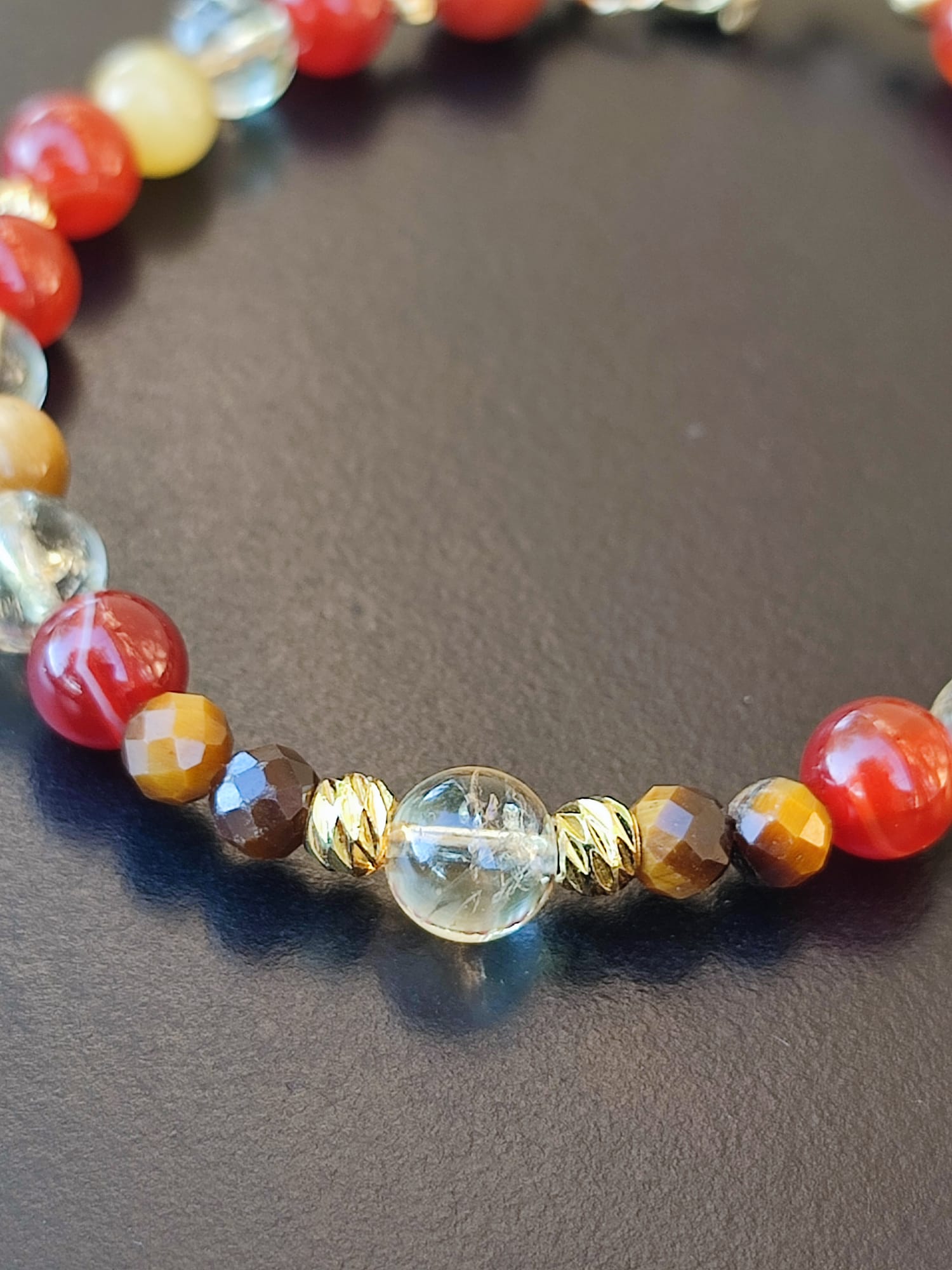 Bracelet Confiance Solaire Cornaline Citrine Œil de Tigre sur Or gold filled – Image 3