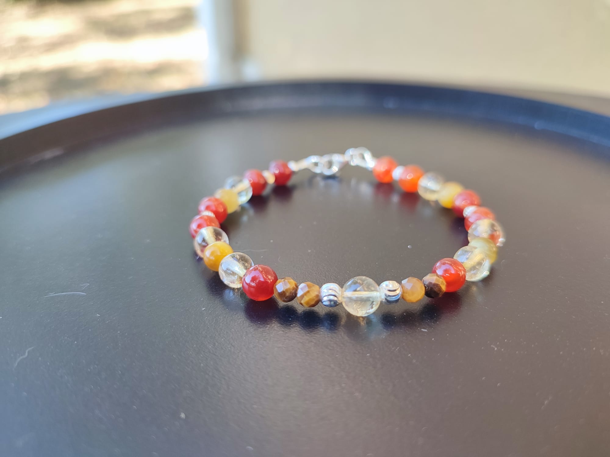 Bracelet Confiance Solaire Cornaline Citrine Œil de Tigre sur argent – Image 2