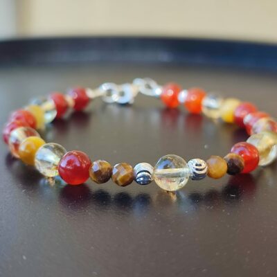 Bracelet Confiance Solaire Cornaline Citrine Œil de Tigre sur argent