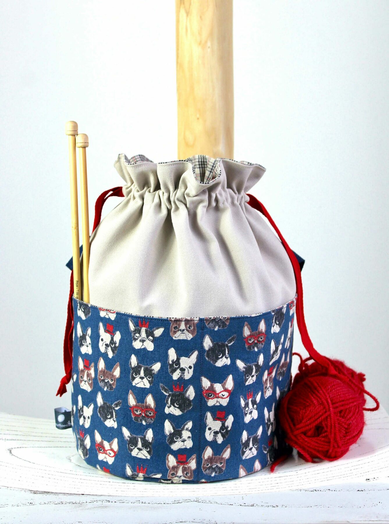 Sac à projets crochet tricot, grand pochon pelotes de laine, sac à ouvrages, accessoire tricot – Image 2