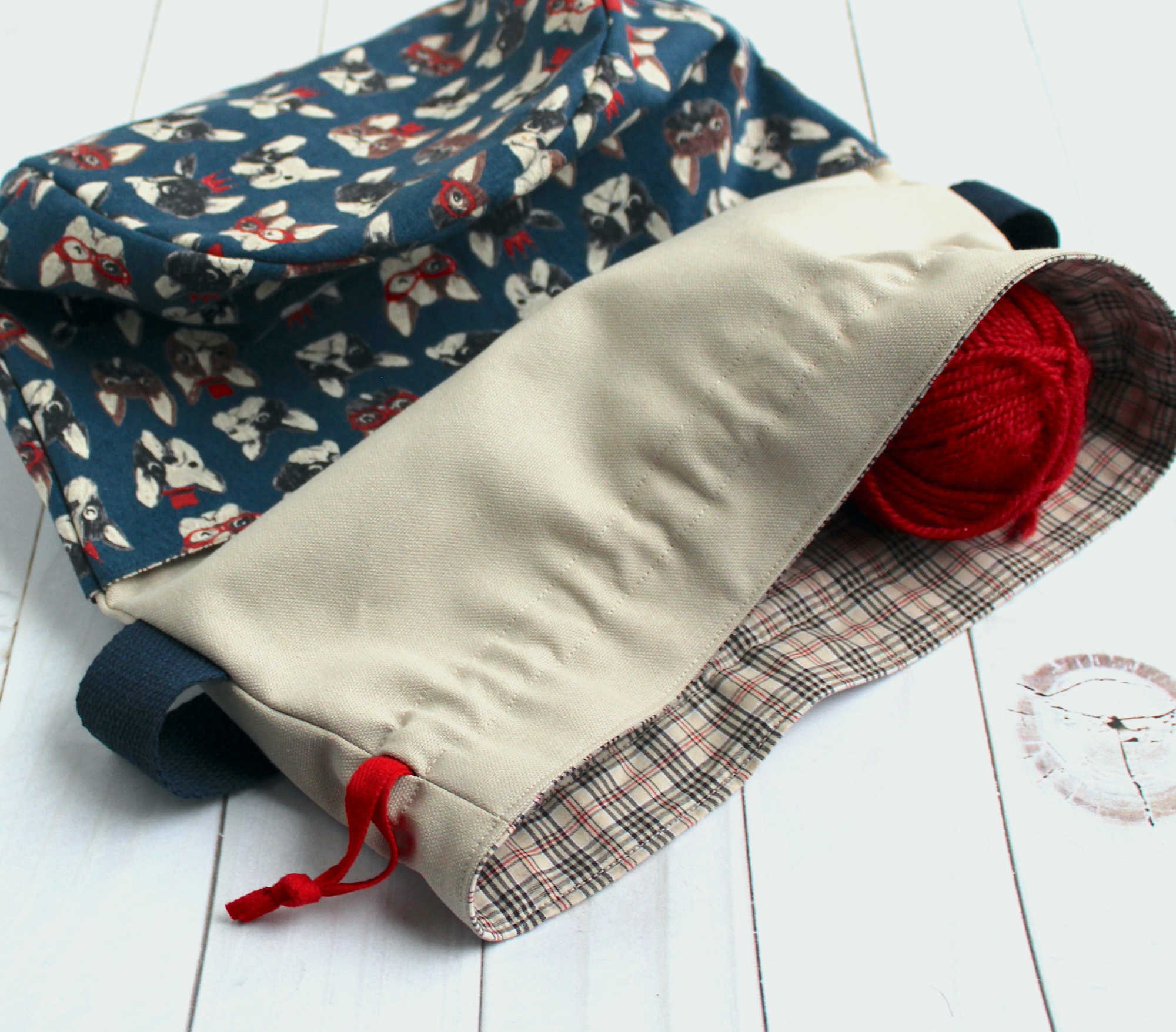 Sac à projets crochet tricot, grand pochon pelotes de laine, sac à ouvrages, accessoire tricot – Image 6