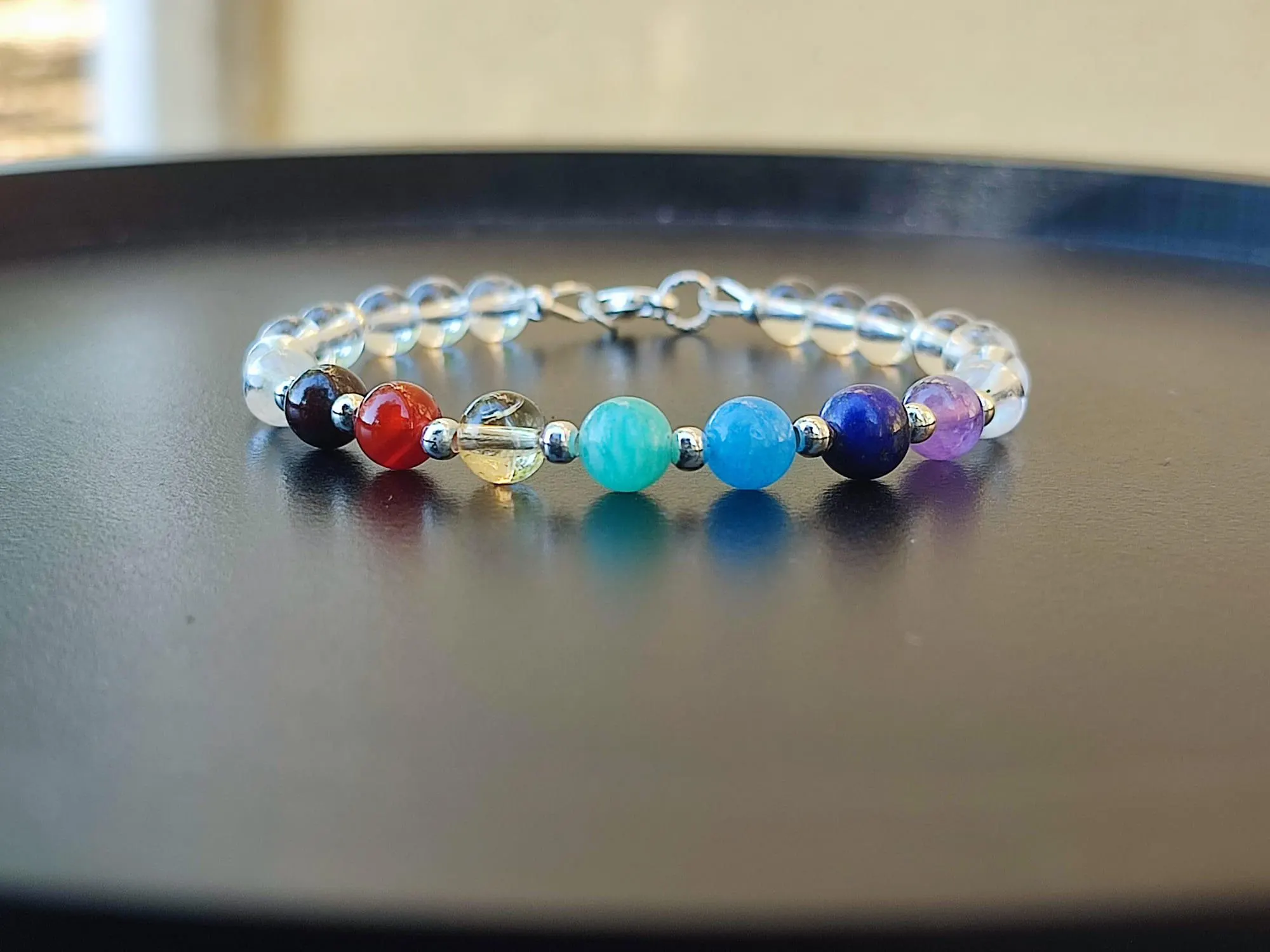 Bracelet 7 Chakras en pierres naturelles et argent – Énergie & équilibre – Image 3