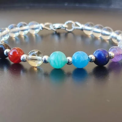 Bracelet 7 Chakras en pierres naturelles et argent – Énergie & équilibre