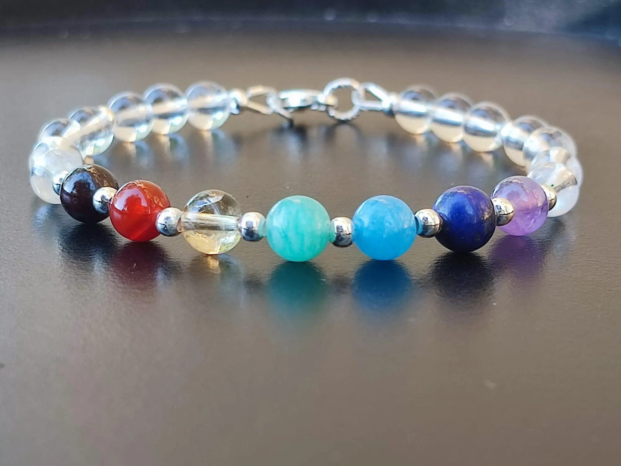 Bracelet 7 Chakras en pierres naturelles et argent – Énergie & équilibre