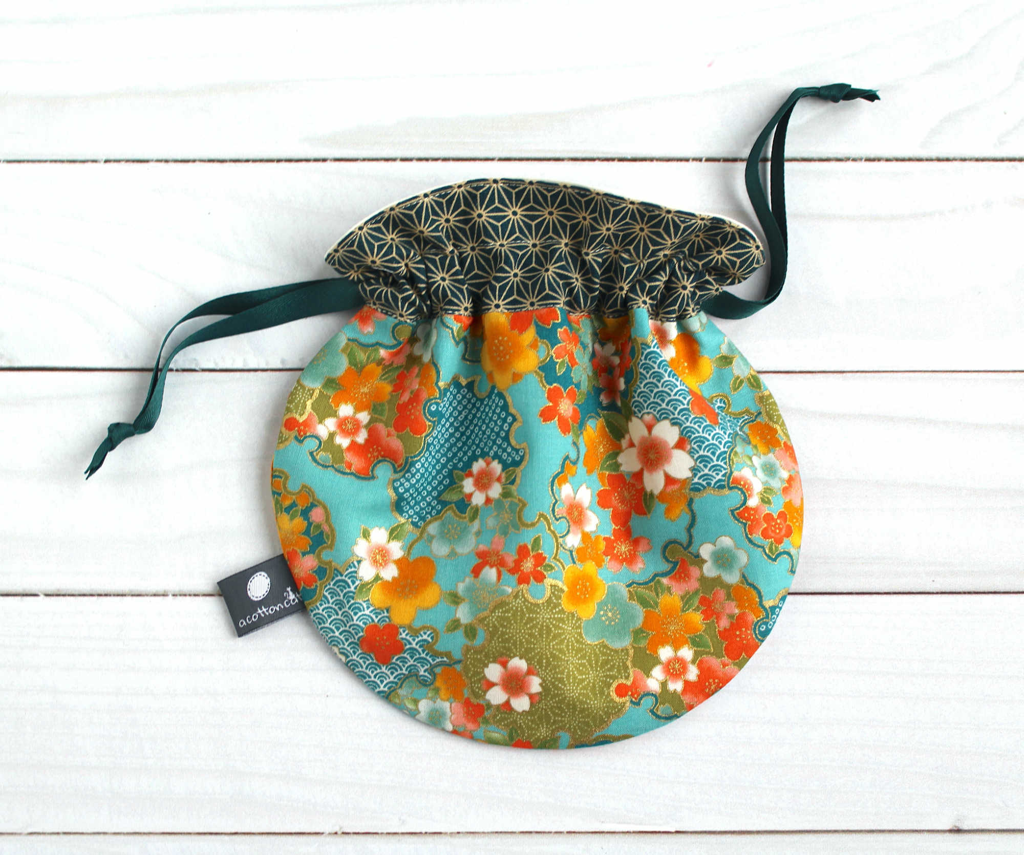 pochette circulaire tissu japonais