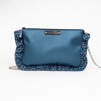 Sac bandoulière en simili cuir bleu irisé- Création Artisanale Française