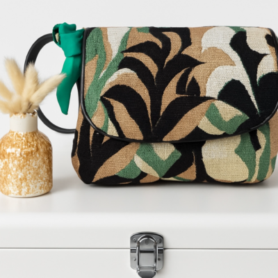 🌿 Sac Besace "P’tite Poulette" – Jacquard Jungle