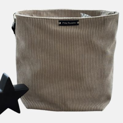 💫 Sac “Mademoiselle Poulette” en Velours Côtelé Écru – Création Artisanale Française